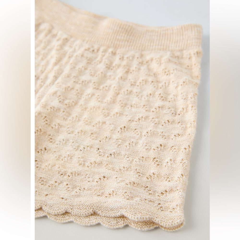 NWT Zara 3-6m linen/cotton blend knit textured shorts